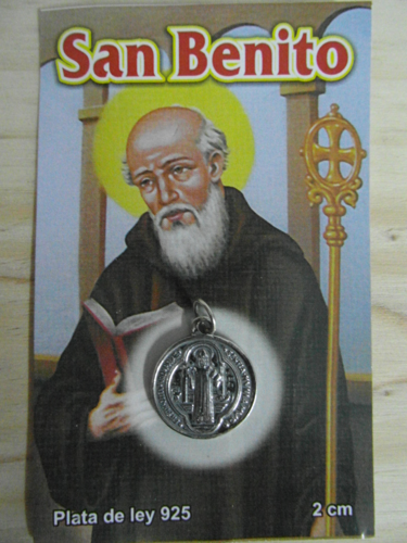 Amuleto Medalla San Benito 2 Cm. (Plata de Ley 925)