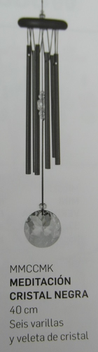 Campana Viento 6 Varillas 40 cm Meditación Cristal negra.
